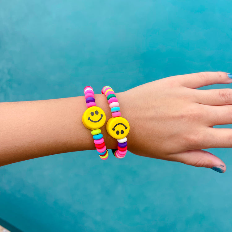 Colorful Smiley Face Charm Bracelets by Sarahndipity Jewelry Beaded,  Stretch, Stackable, Happy Face Charm, Smiley Face Bracelet, Smile - Etsy UK